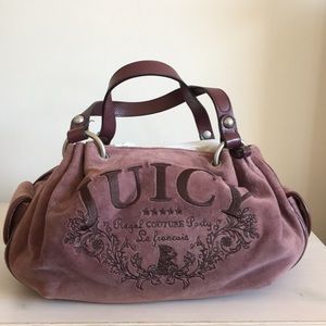 Vintage Juicy Couture Purple Velour Shoulder Bag with Logo and Charms